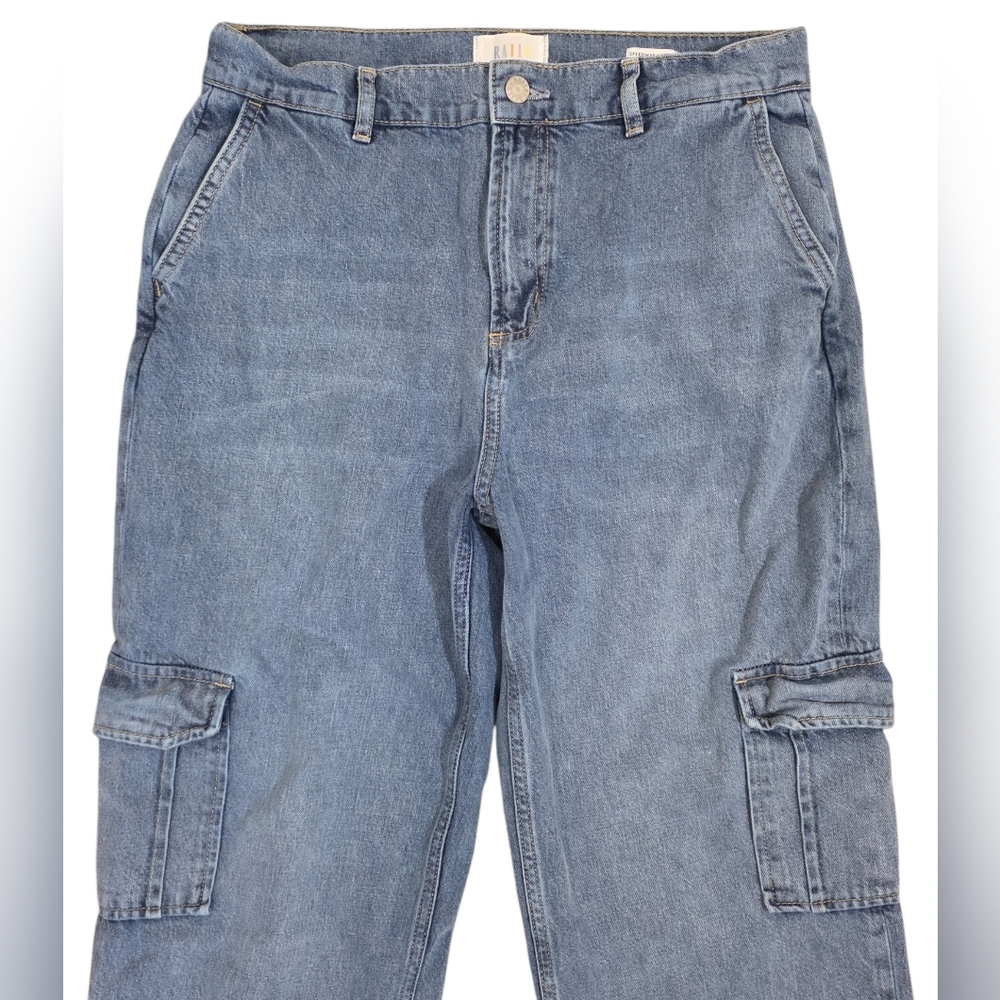Rails Speedway Cargo Relaxed Boyfriend Pant Breezy Blue Wash Relaxed Denim Jeans - Picture 4 of 10